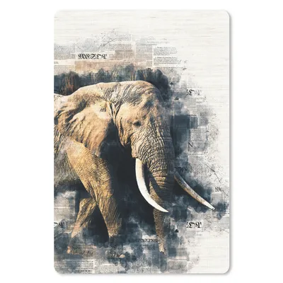 Produktbild von MuchoWow® Mauspad Mousepad Elefant - Farbe - Zeitungspapier 18x27 cm - Mousepads - Maus Mat - Pad - Mausunterlage