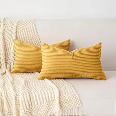 Immagine prodotto di Cuscini decorativi, rivestimento in velluto, 30x50 cm, set da 2, colore giallo