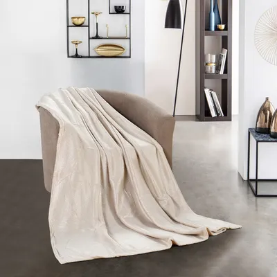 Zdjęcie produktu dla Przytulny koc beżowy narzuta z mikrofibry koc na sofę przytulny puszysty koc na kanapę koc 130x180 cm