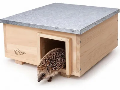Produktbild von WILDLIFE HOME Igelhaus XL mit Metalldach I Igelfutterhaus I Katzensicher Igel Winterquartier für den Garten