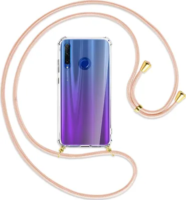 Produktbild von Handykette Backcover-Schutzhülle mit Band (Metall goldfarben) für Honor 20 Lite / 20e - rose peach