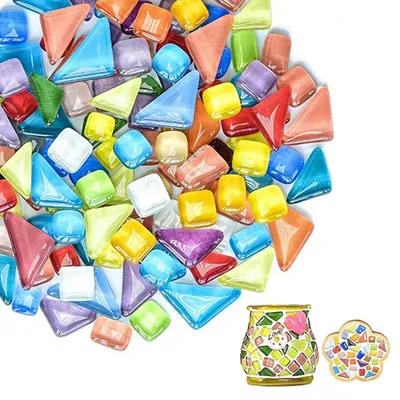Immagine prodotto di Mosaico per creare oggetti, 900g, vetro colorato e cristallino, dimensioni 1x1x0,4 cm, ideale per progetti artistici fai-da-te