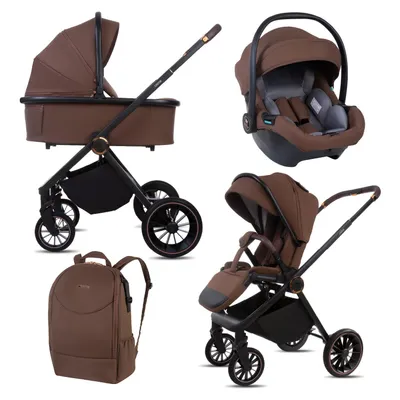 Zdjęcie produktu dla BabyLux® Wózek Dziecięcy 3w1 CASTOR Spacerówka Gondola Lekki Składany Zestaw, Fotelik Samochodowy I-Size, 4 Pozycje Oparcia, Torba, Akcesoria