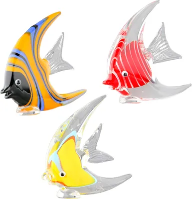 Produktbild von Gilde Figur (klein), Fisch, "Skalar", Glas, gelb, orange, rot, L. 1.5 cm, B. 7.5 cm, H. 7.5 cm 57764 4063387577646 3 Stück (3-fach sortiert)