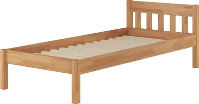Produktbild von Einzelbett Buchebett lackiert Massivholz Bettrahmen Futonbett 90x200 Zubehör wählbar V-60.83-09Rollrost inkl.