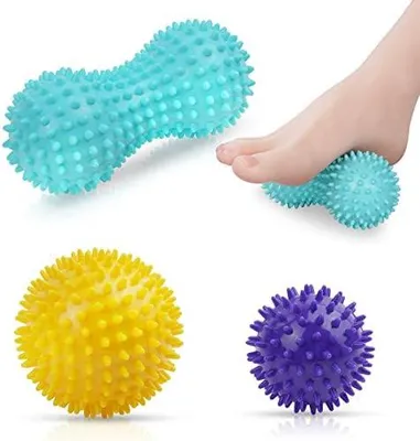 Produktbild von Massagebälle Faszienball, 3er Set Igelball Set, Spiked Massage Ball Hart, Massagebälle mit Noppen,für Rücken Beine Füße Hände