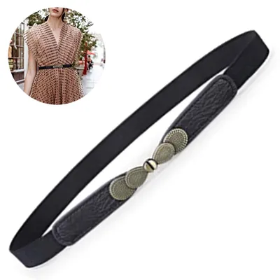 Produktbild von Schmaler, elastischer Stretchgürtel für Damenkleider im Retro-Stil, Vintage-Stil
