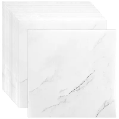 Immagine prodotto di Piastrelle adesive - 30 x 30 cm - 20 pezzi - Marmo bianco - Piastrelle in PVC per pavimenti - Adatte per cucina/bagno - Pavimento in vinile - Rivestimento per pavimenti