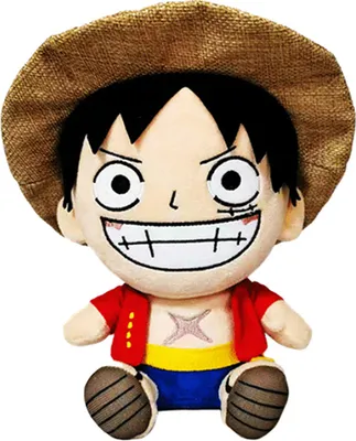 A plush toy of Monkey D. Luffy from One Piece.