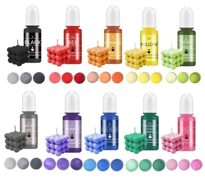 Image de Kit de colorants pour bougies, 10 pièces, liquides, pour cire à bougies, différentes nuances, non toxiques