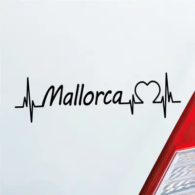 Produktbild von Auto Aufkleber Mallorca Puls Herzschlag mit Insel Motiv 19x5 cm Schwarz Glanz Sticker Heckscheibenaufkleber