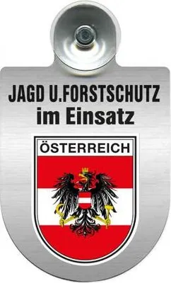 Produktbild von Einsatzschild für Windschutzscheibe incl. Saugnapf - Jagd + Forstschutz im Einsatz - Wappen nach Wahl - 309729- Color - Region Österreich