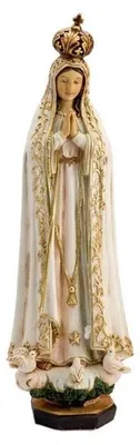 Fatima-Figur, Harz, handbemalt, 32 cm, mehrfarbig