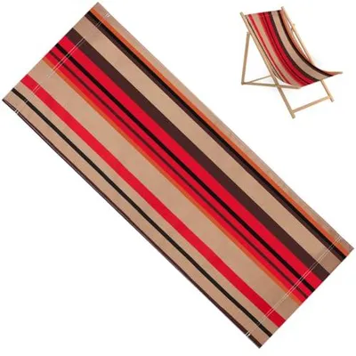 Produktbild von Strandstuhl Ersatzstoff - Canvas Gewebe mit Orange-Schwarz gestreift - 113x43cm
