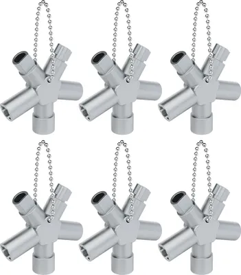 Produktbild von ABSINA Universalschlüssel mit 4 Profile 6er Pack - Dreikantschlüssel Vierkantschlüssel Schaltschrankschlüssel