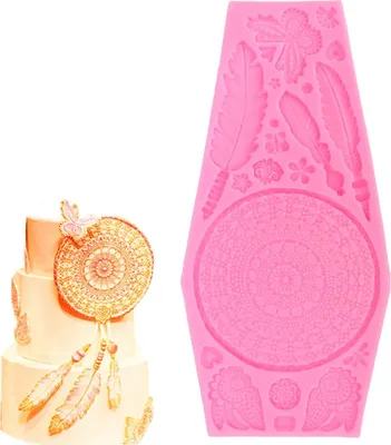 Produktbild von DIY Silikonform mit Feder-Schmetterlings-Textur für Kuchen, Fondant, Kekse und Schokolade, Dekorations- und Backwerkzeug, Rosa
