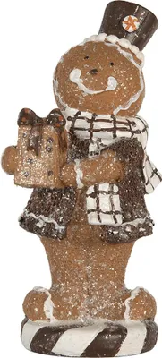 Produktbild von Clayre & Eef Weihnachtsdekorationsfigur Pfefferkuchenmann 9x8x20 cm Braun Kunststoff