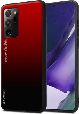 Produktbild von Cadorabo Hülle für Samsung Galaxy NOTE 20 ULTRA in ROT - SCHWARZ Zweifarbige Schutzhülle aus Tempered Glas und TPU Silikon Back Case Cover Etui Handy Hülle