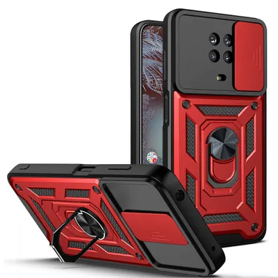 Produktbild von Outdoor Panzer Hülle Nokia G10 G20 Handyhülle mit Slide Kameraschutz Ringhalter Rot