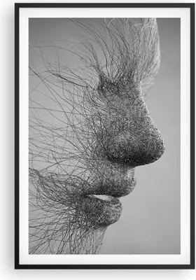 Produktbild von Gerahmtes Poster - Schwarzer Rahmen - Gesicht Grafiken Fäden - 61x91,5 cm - Wand Bild - Wanddeko - Wandbilder - Kunstposter - Wandposter - Bilderrahmen - Bilder - Kunstdruck - Wandbild P2BPA61x91-4324