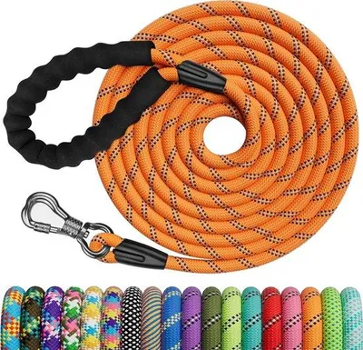 Obrázek produktu pro 20 m dlouhé vodítko pro psy, polstrovaná rukojeť, tréninkové vodítko, karabina