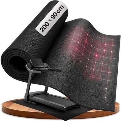 Obrázek produktu pro Podložka na ochranu podlahy pro fitness – černá, rolovací – 200x90 cm – PVC – pro domácí fitness vybavení