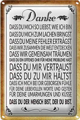 Produktbild von Blechschild Spruch 20x30cm Danke dass du bist der du bist