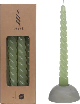 Produktbild von Spiralkerzen im Set mit 4 Stück, Höhe 19cm, in vielen Farben erhältlich | Twisted Candle, Farbe:Hellgrün