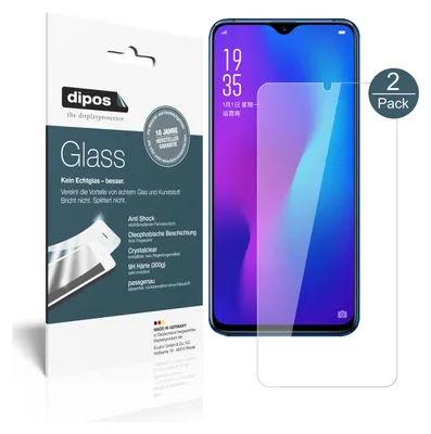 Produktbild von 2x Schutzfolie für Oppo R17 Pro - Anti-Shock 9H Folie dipos Glass Kunststoffglas