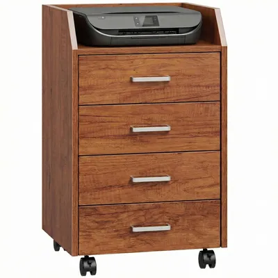 Produktbild von Rollbarer Aktenschrank, 4 Schubladen, ideal fš¹r Bš¹ro oder Arbeitszimmer, 40 x 36 x 65 cm, braun