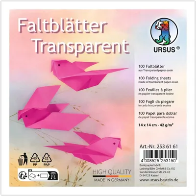 Produktbild von Transparentpapier-Faltblätter, 14 x 14 cm Rosa