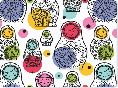 Produktbild von MuchoWow® Mauspad Mousepad Matroschka - Schnittmuster - Baby 40x30 cm - Mousepads - Maus Mat - Pad - Mausunterlage - Anti Rutsch