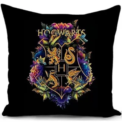 Zdjęcie produktu dla Poszewka na poduszkę Harry Potter, 40x40 cm, czarna, dekoracyjna, dwustronna