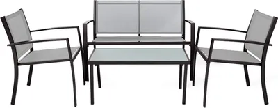 Produktbild von Gartenlounge Rebecca Mobili Rawal 75x110x58 Stahl Polyester Hellgrau Anthrazit Modern SET 4 stk