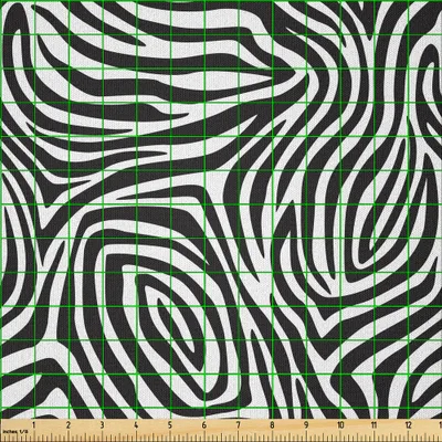 Immagine prodotto di ABAKUHAUS Tessuto in microfibra a righe venduto al metro, motivo africano zebrato con linee astratte, design monocromatico con motivi animalier, 3 m (230 x 300 cm), bianco e nero