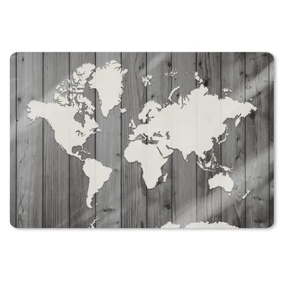 Produktbild von MuchoWow® Schreibtischunterlage Weltkarte - Holz - Schwarz - Weiß 60x40 cm - XXL Mauspad - Großes Mauspad