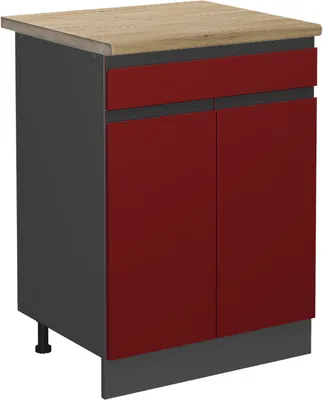 Produktbild von Küchenunterschrank Vicco R-Line Rot 60 cm  J-Shape, AP Eiche, Model 46548