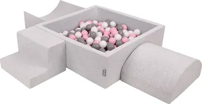 Produktbild von KiddyMoon Spielplatz Aus Schaumstoff Mit 200 Bälle ∅7cm Hindernisläufen Version 6 Quadrat Bällepool Mit Bunten Bällen Für Babys Und Kinder