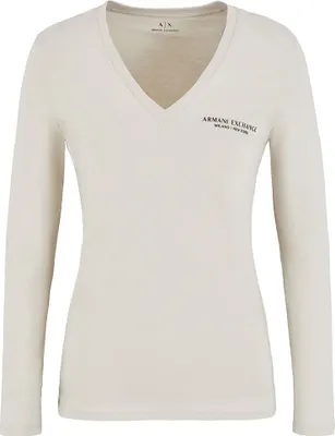 Produktbild von Armani Exchange 8nyt89_yjg3z Langarm-t-shirt Mit V-ausschnitt Beige XL Frau Beige XL