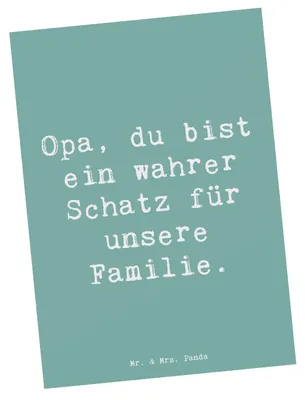 Produktbild von Mr. & Mrs. Panda Postkarte Spruch Opa Schatz - Meeresbrise - Geschenk, Postkarten, Familie, Grußkarte, wahrer, Anerkennung, Aufmerksamkeit, handgefertigt, Wertschätzung