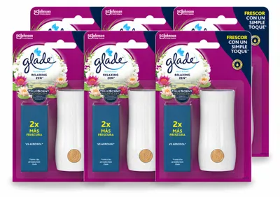 Imagen del producto de 6 difusores Glade Touch & Fresh, aroma Relaxing Zen, 10 ml - Paquete ahorro - 6 unidades