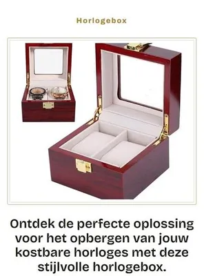 Zdjęcie produktu dla Pudełko na zegarki na 2 zegarki - Drewniane etui na zegarki - Szklana pokrywa - Wyjmowane podkładki na zegarki - Trwała konstrukcja - Elegancki wygląd