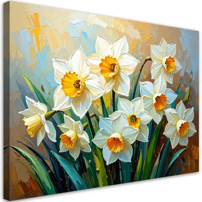 Immagine prodotto di Quadro su tela, Gigiogio Fiori bianchi Astratto - 120x80