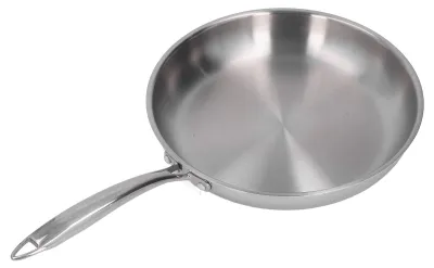 Zdjęcie produktu dla Patelnia ze stali nierdzewnej, 30 cm - trójwarstwowa, z ergonomicznym uchwytem, idealna do przygotowywania idealnych omletów