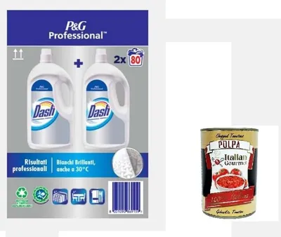 Produktbild von Dash Professional P&G Waschmaschinen-Flüssigwaschmittel 160 Wäschen (2x80) 8 Liter (2 Dosen à 4 Liter)+ Italian Gourmet polpa 400g