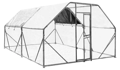 Produktbild von Hühnerstall Freilaufgehege Kaninchenstall - 4 x 3 x 2 m - Mit Sonnendach - Verzinkter Stahl