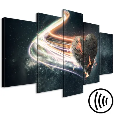Produktbild von Akustikbild Abstrakt 200x100 cm Bilder Akustikschaum Hochleistungsschallabsorber Schallschutz Leinwand 5 tlg Wandbild Raumakustik Schalldämmung Erde Kosmos Meteorit n-A-1027-b-o