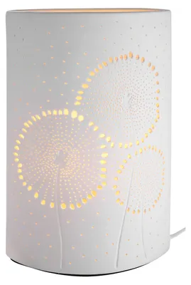 Produktbild von Gilde Tischleuchte, Pusteblume, Pusteblumenmotiv, Porzellan, weiß, VE 1 Höhe: 28.00 cm Breite: 18.00 cm Tiefe: 10.00cm 32188