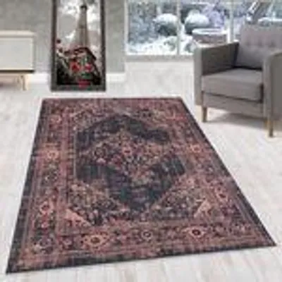 Produktbild von Homebyhome Waschbarer Teppich Wohnzimmer Kurzflor Moderner Stil Rutschfester Teppich Schlafzimmer Pflegeleicht, Grösse: 80x150 cm