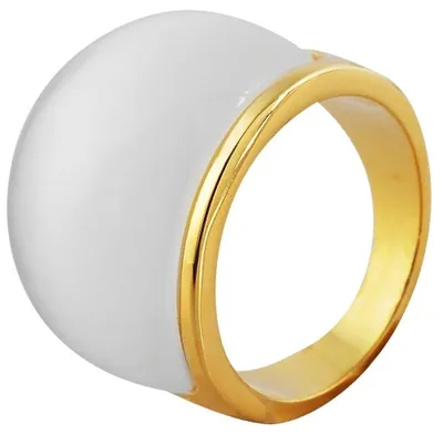 Produktbild von Akzent Edelstahlring für Damen, Tigerauge weiß, goldfarben